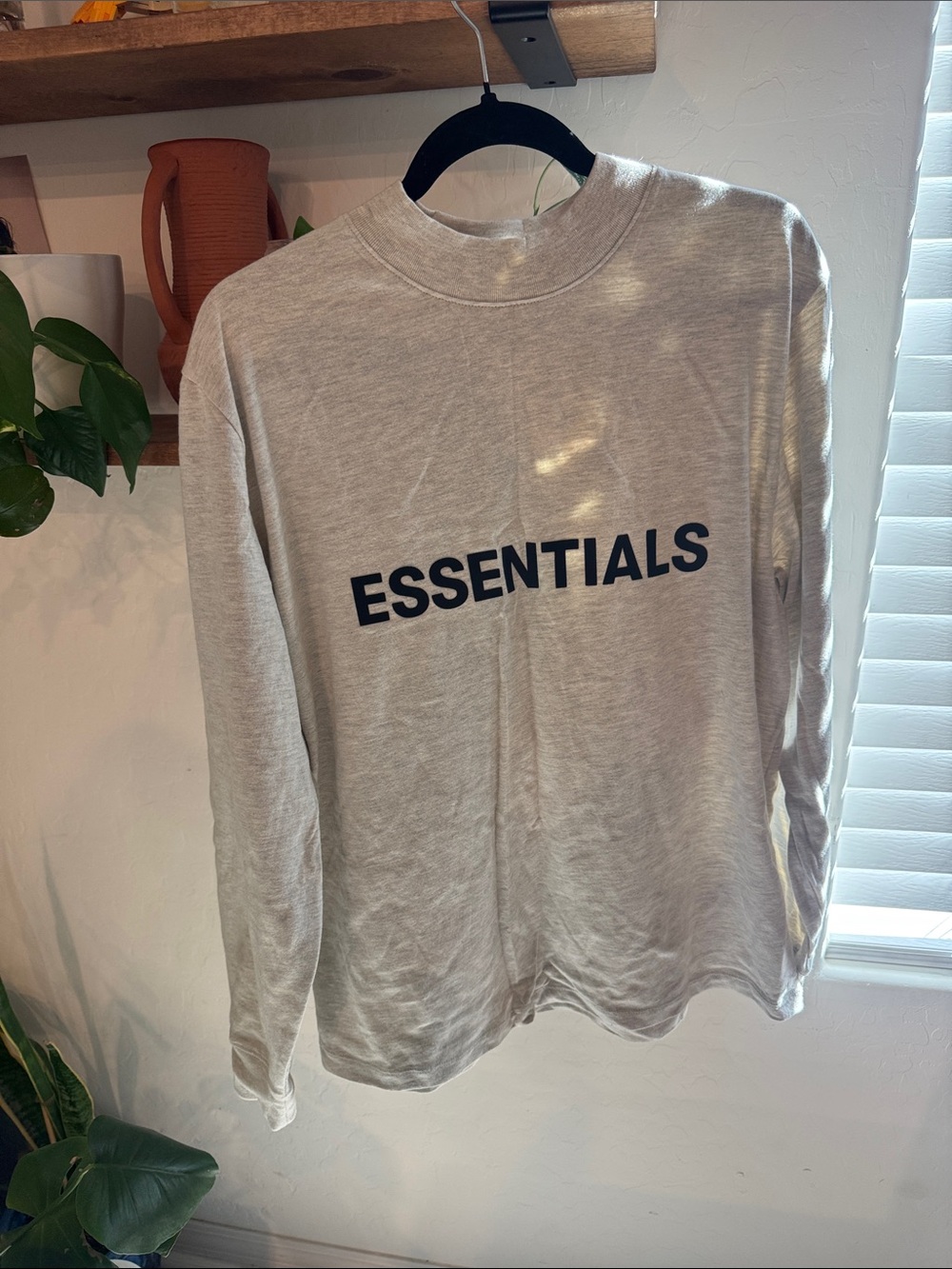 Essentials Men's Crewneck Sweater in Heather Gray with Black Logo